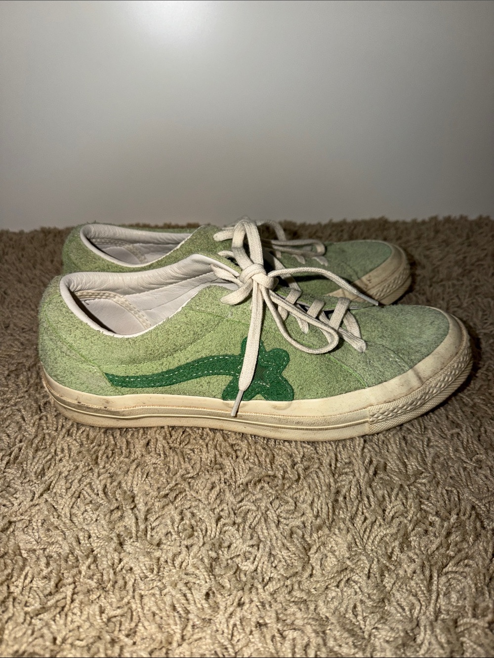 Golf Le Fleur Light Green Suede Sneakers with Dark Green Side Stripe